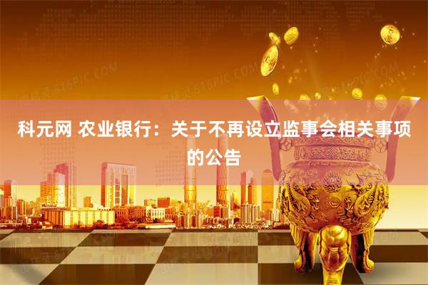 科元网 农业银行：关于不再设立监事会相关事项的公告