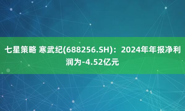 七星策略 寒武纪(688256.SH)：2024年年报净利润为-4.52亿元