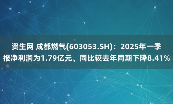 资生网 成都燃气(603053.SH)：2025年一季报净利润为1.79亿元、同比较去年同期下降8.41%